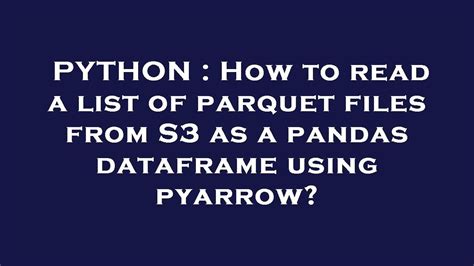Please help. . How to read parquet file from s3 using python